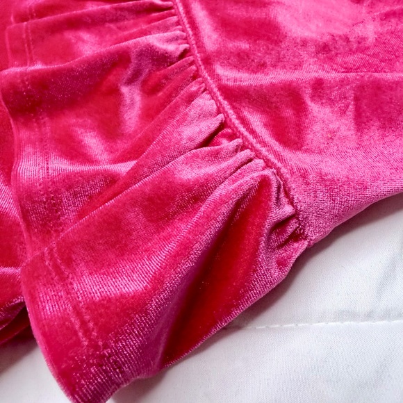 Juicy Couture Girl's Velour Ruffle Dress Bright Rose Size 12/14 Lg Pre-Owned - Picture 6 of 10